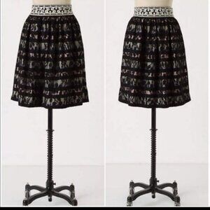 ANTHROPOLOGIE Charente Skirt Full Black Lace Overlay